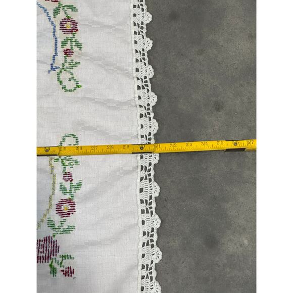 Birds and Flowers, Table Runner, Crochet Edges, 31x31 Tablecloth ~ 251016-WH 348 - Picture 5 of 6
